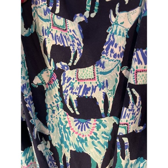 LILY PULITZER Lama Printed Shorts Romper Sz Small Clean Cute 3/4 Sleeve - Picture 2 of 11